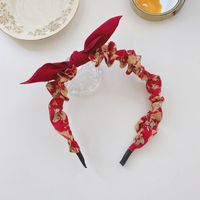 Korean Floral Folds Retro Thin-edge Bow Headband Wholesale Nihaojewelry sku image 1