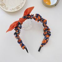 Korean Floral Folds Retro Thin-edge Bow Headband Wholesale Nihaojewelry sku image 2