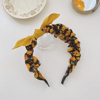 Korean Floral Folds Retro Thin-edge Bow Headband Wholesale Nihaojewelry sku image 3