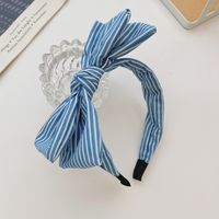 Korean Simple Double-layer Bow-knot Denim  Striped Floral Wide-brim Headband Wholesale Nihaojewelry sku image 3