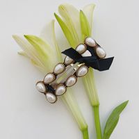 Pearl Bow Knot Korean Fashion Alloy Hair Clip Back Head Hairpin Women's Side Clip Wholesale sku image 2