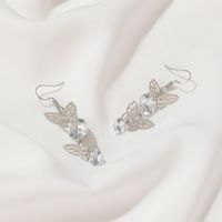 New Creative Hollow Butterfly Earrings Style Long Zircon Butterfly Earrings Wholesale Nihaojewelry sku image 2