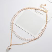 Simple Double-layer Pearl Fashion Korean Alloy Short Clavicle Chain Tide Choker Women's Necklace sku image 1