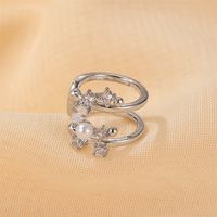 New Korean Pearl  Simple  Versatile Zircon Ear Clip Pierced Earrings Wholesale Nihaojewelry sku image 2
