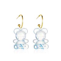 New Korean Hot Sale Cute Transparent Cartoon Bear  Three-dimensional Animal Earrings Wholesale Nihaojewelry sku image 2
