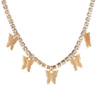 Fashion  Rhinestone Butterfly Pendant Necklace Hip Hop Jewelry  Choker sku image 1