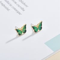 S925 Silver Needle Super Fairy Green Butterfly Ohrringe Koreanisches Temperament Einfache Retro Hong Kong Stil Kleine Ohrringe Frauen sku image 2