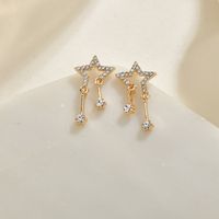 S925 Sterling Silver Diamond  Korean Five-pointed Star Zircon Crystal Fashion Earrings Wholesale Nihaojewelry sku image 1