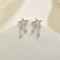 S925 Sterling Silver Diamond  Korean Five-pointed Star Zircon Crystal Fashion Earrings Wholesale Nihaojewelry sku image 2