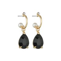 925 Silver Needle Retro Baroque Fashion Pearl Drop Black Diamond Earring Wholesale Nihaojewelry sku image 1
