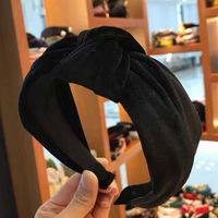Korean Fashion Solid Color Simple Solid Color Knotted Wide-brimmed Headband Wholesale Nihaojewelry sku image 5
