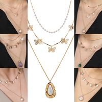 New Fashion Butterfly Metal Three-dimensional Multi-layer Wild Trend Copper Alloy Necklace main image 1