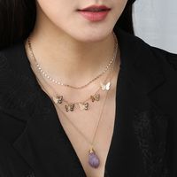 New Fashion Butterfly Metal Three-dimensional Multi-layer Wild Trend Copper Alloy Necklace main image 4