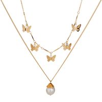 New Fashion Butterfly Metal Three-dimensional Multi-layer Wild Trend Copper Alloy Necklace main image 3