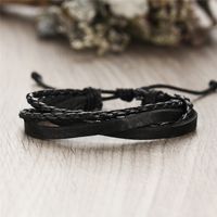 Mode Nouveau Bracelet De Style Punk Rétro En Cuir Noir Pour Hommes À 5 Couches En Gros main image 5