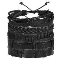 Fashion New 5-layer Black Men's Leather Retro Punk Style Bracelet Wholesale main image 6