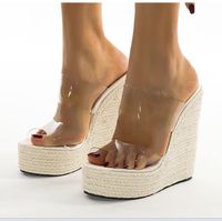 New High-heeled Slope With Transparent Hemp Rope Sandals Wholesale Nihaojewelry main image 1