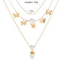 New Fashion Butterfly Metal Three-dimensional Multi-layer Wild Trend Copper Alloy Necklace sku image 9