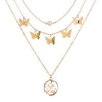 New Fashion Butterfly Metal Three-dimensional Multi-layer Wild Trend Copper Alloy Necklace sku image 6