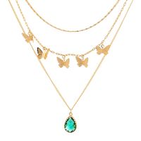 New Fashion Butterfly Metal Three-dimensional Multi-layer Wild Trend Copper Alloy Necklace sku image 5