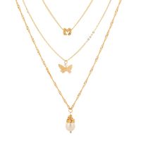 New Fashion Butterfly Metal Three-dimensional Multi-layer Wild Trend Copper Alloy Necklace sku image 2