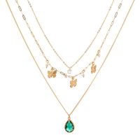 New Fashion Butterfly Metal Three-dimensional Multi-layer Wild Trend Copper Alloy Necklace sku image 8