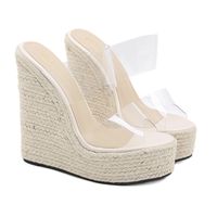 New High-heeled Slope With Transparent Hemp Rope Sandals Wholesale Nihaojewelry sku image 1