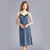 Fashion Velvet New Spring Sexy Suspender Skirt Long Style Can Be Worn Outside Pajamas For Ladies sku image 10