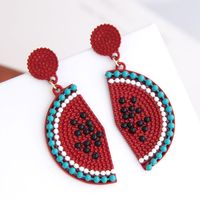 925 Silver Needle Korean Fashion Sweet Fruit Watermelon Women's Stud Alloy Earrings main image 2