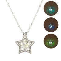 Mode Nouveaux Bijoux Cinq Branches Étoile Ange Diamant Pendentif Collier En Alliage Lumineux main image 1