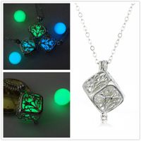 Hollow Square Life Tree Luminous Love Rubik's Cube Luminous Photo Box Bead Pendant Alloy Necklace Accessories main image 1