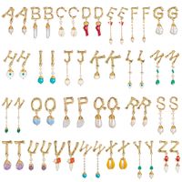 26 English Alphabet  Natural Stone Pearl Shell Earrings Jewelry Wholesale Nihaojewelry main image 1