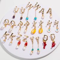26 English Alphabet  Natural Stone Pearl Shell Earrings Jewelry Wholesale Nihaojewelry main image 6