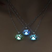 Hot Sale Luminous Cage Hollow Cat Claw Pendant Halloween Alloy Necklace For Women Accessories main image 3