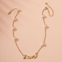 Korean Pearl Letter Alloy Love Clavicle Chai New Necklace Wholesale main image 1