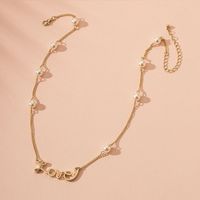 Korean Pearl Letter Alloy Love Clavicle Chai New Necklace Wholesale main image 3