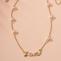 Korean Pearl Letter Alloy Love Clavicle Chai New Necklace Wholesale main image 4