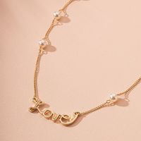 Korean Pearl Letter Alloy Love Clavicle Chai New Necklace Wholesale main image 5