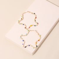 Exaggerated Five-pointed Star Hand-woven Rice Bead Ethnic Style Niche Star Earring For Women main image 2