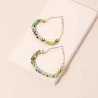 Exaggerated Rice Beads Love Hand-woven Color Niche Bohemian Ethnic Earrings main image 1