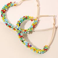 Exaggerated Rice Beads Love Hand-woven Color Niche Bohemian Ethnic Earrings main image 3