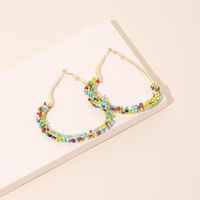 Exaggerated Rice Beads Love Hand-woven Color Niche Bohemian Ethnic Earrings main image 4