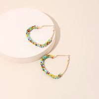 Exaggerated Rice Beads Love Hand-woven Color Niche Bohemian Ethnic Earrings main image 5