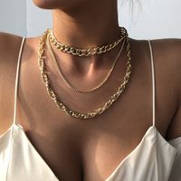 New Punk Style Simple  Metal Texture Multilayer Thick Chain Necklace main image 3