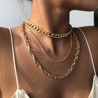 New Punk Style Simple  Metal Texture Multilayer Thick Chain Necklace main image 4