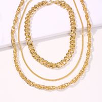 New Punk Style Simple  Metal Texture Multilayer Thick Chain Necklace main image 5