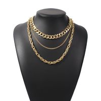 New Punk Style Simple  Metal Texture Multilayer Thick Chain Necklace main image 6