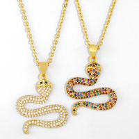 New Fashion Hip-hop Snake-shaped Pendant Diamond Copper Necklace For Women Short Chain Wholesale main image 1