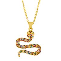 New Fashion Hip-hop Snake-shaped Pendant Diamond Copper Necklace For Women Short Chain Wholesale main image 3