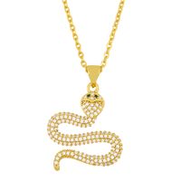 New Fashion Hip-hop Snake-shaped Pendant Diamond Copper Necklace For Women Short Chain Wholesale main image 4
